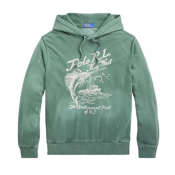 Polo Ralph Lauren Key West Fleece Hoodie Men Sz Small Green Nautical Graphic New